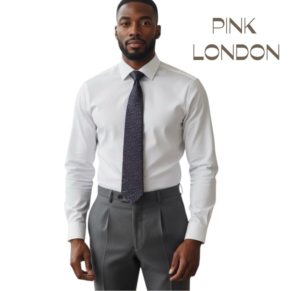 PINK LONDON Navy Copper Print Silk Necktie NWOT Career Office
